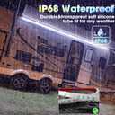 50FT RV Awning Lights, RGB RV Exterior Strip Light with Remote and App Control, IP68 Waterproof LED Lights for Motorhome Travel Trailer Canopy Party, Stands Food Trucks