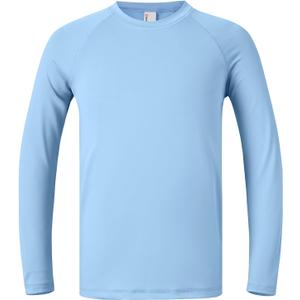 PATPAT Boys UPF 50+ Rash Guard Swim Shirt Long Sleeve Dry Fit Shirts 5-16Y | UV Sun Protection Rash Guard Swimwear SPF Water Beach Surf Quick Dry Shirts For Youth Teen Little Kids