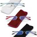 HIYANJN Rimless Reading Glasses For Women Tr90 Blue Light Blocking Eyeglasses Lightweight Frameless Computer Readers(3-Pack, 1.5)
