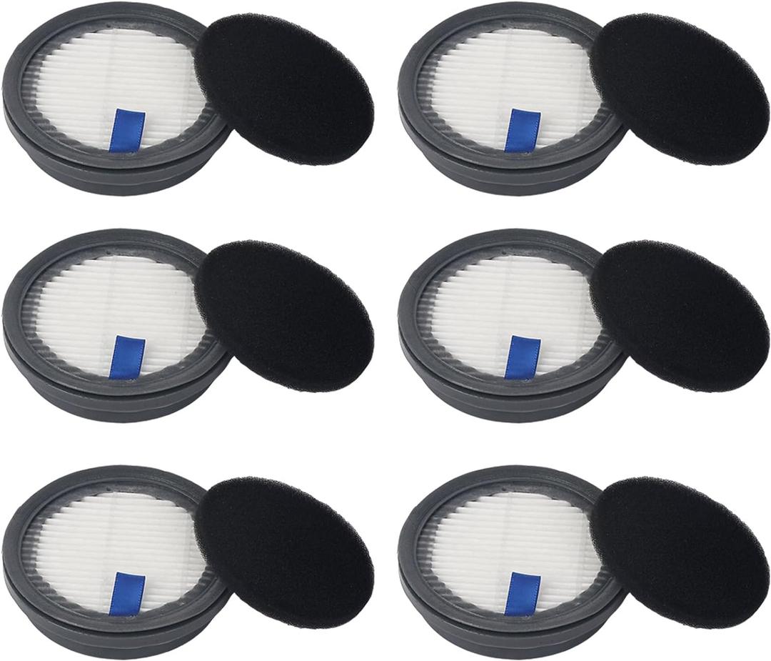 HEPA Filters & Sponge Filters Fit for Afoddon A200Pro/A200, ORFELD B08/C10A/C10G, NEQUARE S12, S25, S25Pro, S26 Series Cordless Vacuum Cleaner (6 Pack HEPA Filters & 6 Packs Sponge Filters)