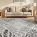 YIHOUSE 8x10 Black and White Rugs for Living Room, Large Diamond Area Rug, Modern Non-Slip Washable Rug for Bedroom, Office, Dining Room