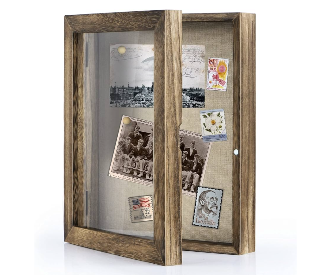 Love-KANKEI Shadow Box Frame 8x10 Shadow Box Display Case with Linen Back Memorabilia Awards Medals Photos Memory Box Gift Carbonized Black
