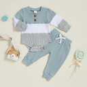 Newborn Baby Boy Clothes Long Sleeve Little Bro Romper Bodysuit Pants Set Fall Winter Outfits 0 3 6 9 12 Months (Blue)