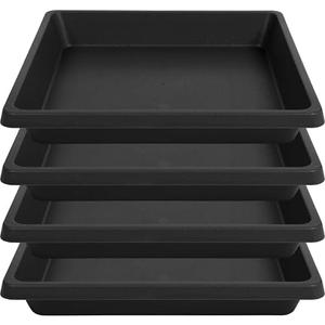 Feyvdzv 4 Pack Square Plant Saucer 18 Inch, Extra-Deep Large Saucers for Potted Plants, Plastic Plant Trays for Indoors No Holes, Plant Water Catcher Tray, Flower Pot Drip Trays Plant Plate