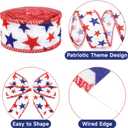 KINGLAKE 250th Anniversary Patriotic Wired Ribbon - 1-1/2 Inch x 22 Yards Red White and Blue Burlap Ribbon 4th of July Star Ribbons for Wreath Crafts Independence Day Memorial Day Veterans Day Decor