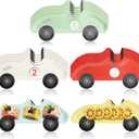 25 Pack Vintage Race Car Plates Disposable Paper Number 1-5 Birthday Plates Racing Car Party Decorations for Tableware Baby Shower Birthday Party Supplies