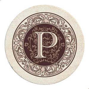 Thirstystone 4-Pack Monogram Letter P Sandstone Coasters Manufactured in The USA Decorative, Absorbent, Easily Wipes Clean (Multicolor)
