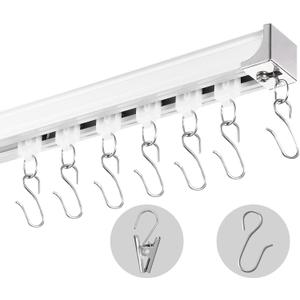 VEVOR Ceiling Curtain Track Set, 17.7 FT/5.4 Meter, Sliding Ceiling Track System for Curtains, Room Divider Curtain Track Ceiling/Wall Mounted for Living Room Bedroom with Hooks and Hardware, White