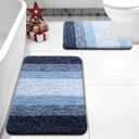 Arotive Bathroom Rugs Sets 2 Piece, Soft Absorbent Microfiber Bath Mats and U-Shaped Contour Toilet Rug, Non-Slip Machine Washable Dry Bath Mats for Bathroom, 24x16 and 24x20, Blue