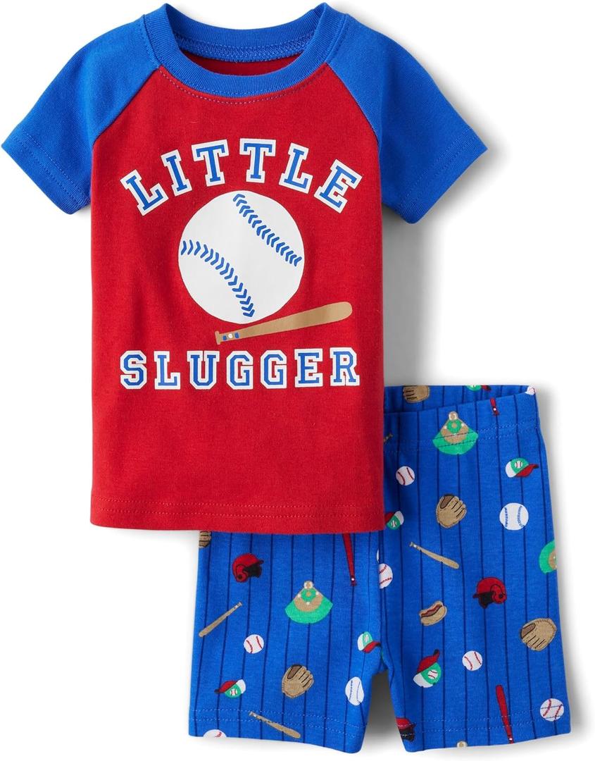 The Children's Place baby-boys And Newborn Snug Fit 100% Cotton Short Sleeve Top and Shorts 2 Piece Pajama Set