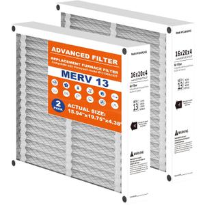 16x20x4 Air Filter Replacement, Compatible with Honeywell FC100A1003, Foldable MERV 13 HVAC AC Furnace Filters, Actual Size: 15.94"x19.75"x 4.38" - 2PACK
