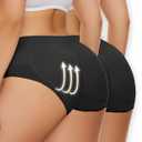 Zimi Collection 2pack Butt Lifter Panties Underwear for Women with Removable Pads Seamless Booty Pads Hip Enhancer Panty Black+Black M