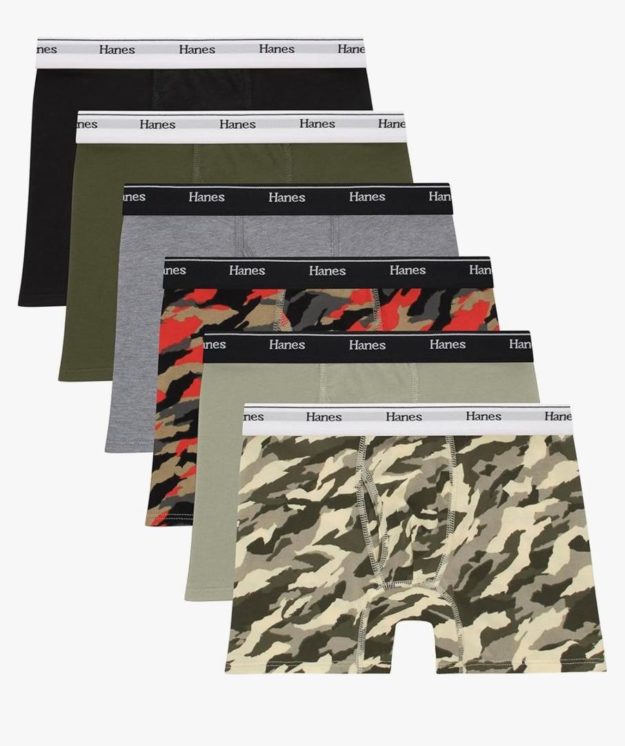 Hanes boys Originals Boxer Briefs, Stretch Cotton Underwear, Assorted, 6-Pack, Medium 