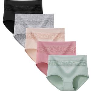 Xaanelr Women's Underwear Cotton Tummy Control High Waisted Underwear Soft Breathable Full Coverage Panties Multipack (Medium)