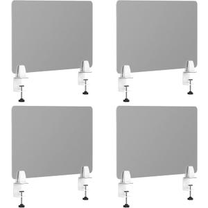 Desk Divider 4 Pcs Desk Privacy Panel 23.6''L x 15.8W'' Office Partitions Grey Acrylic Panel Pack of 4 Desk Divider Partition with Adjustable Universal Base