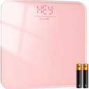 Ovutek Bathroom Scale for Body Weight, Highly Accurate Digital Weighing Machine for People, Upgraded Batteries Included, Compact Size, LED Display, High Standards Sturdy Tempered Glass, 400lb, Pink