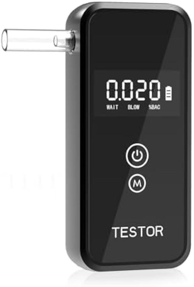 Portable Alcohol Breath Tester with 8 Mouthpieces, High Accuracy Alcohol Breathalyzer with LCD Display, Digital Fast for Home Personal Professional Use【Black】