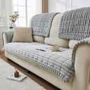 beeweed Couch Covers for Sofa, Couch Covers for Dogs Washable, Non Slip Plush Sofa Slipcovers, Couch Furniture Protector Pet Friendly, Light Grey, 27.6” x 70.9”