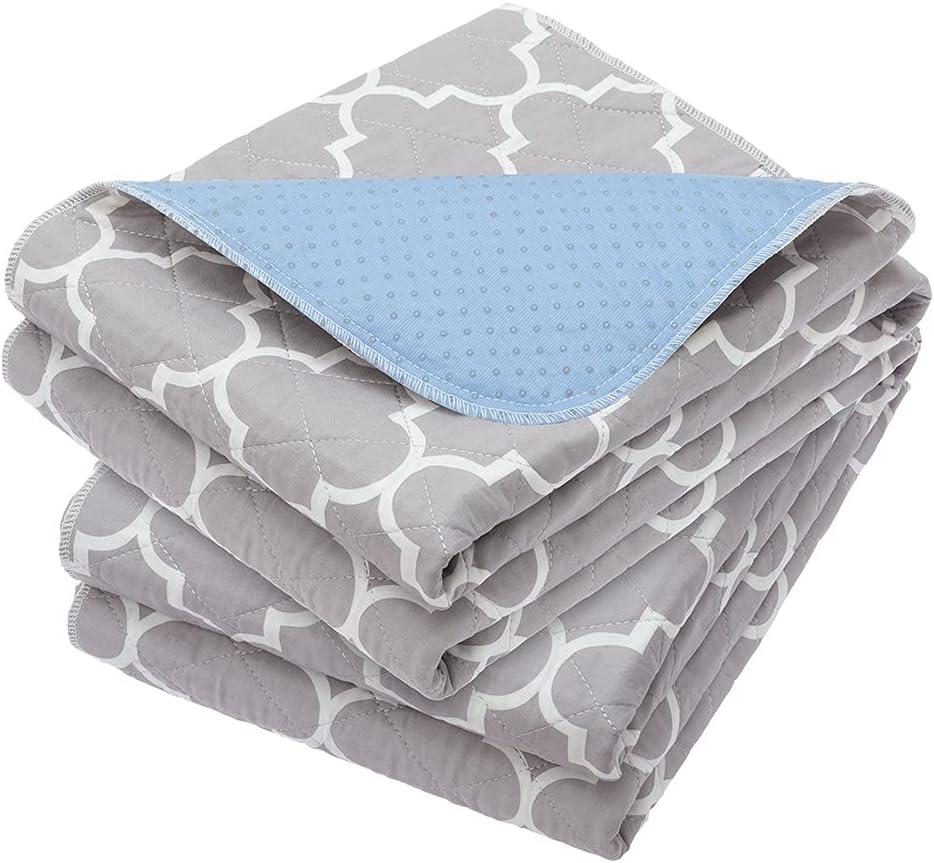 OUTCREATOR Washable Bed Pads 34" x 56" (Pack of 2), Incontinence Mattress Protector, Anti-Slip Waterproof Underpads for Adults Kids Elderly Pets, Absorbency & Reusable Bedwetting Pads (Gray)