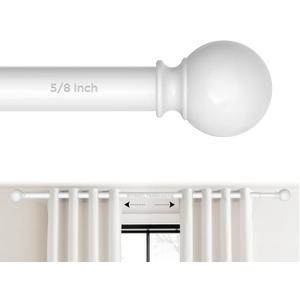 White Curtain Rod for Windows 18-45 Inch, 5/8 Inch Small Window Treatment Rods, Short Adjustable Splicing Drapery pole, White