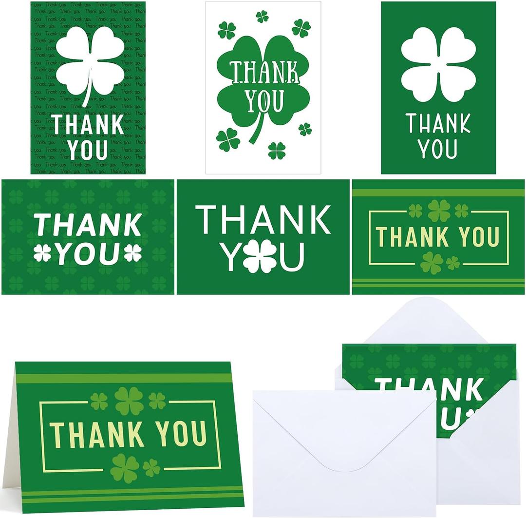 Motiskyy 24 Pcs 4H Thank You Cards with Envelopes Bulk Blank Thank You Cards Inspirations Gifts for 4H, FFA(Shamrock)