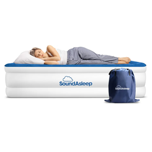 SoundAsleep Products Dream Series Luxury Air Mattress, ComfortCoil Technology, Built-in High Capacity Pump for Home, Camping- Double Height, Adjustable, Inflatable Blow Up, Portable (Queen Size)