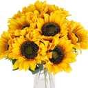 CEWOR 10pcs Sunflowers Artificial Flowers with Long Stem Fake Sunflowers Bulk Fall Decoration for Wedding Home Birthday Party Outdoor Indoor Decor