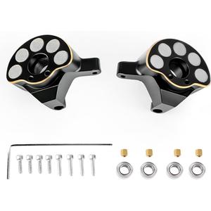 GLOBACT Tungsten Steel & Brass Front Steering Knuckle RC Axle Counterweights for Axial SCX24 AX24 1/24 Scale RC Crawler Upgrade Accessories (Black Gold)