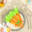 Domensi Hawaiian Luau Napkin Cutlery Set Theme Birthday Party Tableware Include Disposable Spoons Forks Knives Paper Napkins Satin Ribbons(Orange and Green)