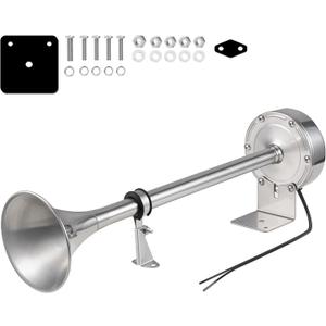 Marine Boat Horns 12V 150dB Single Trumpet Truck Horn Stainless Steel Horn for Ship Truck RV Trailer Pickup Van Bus and other Vehicle