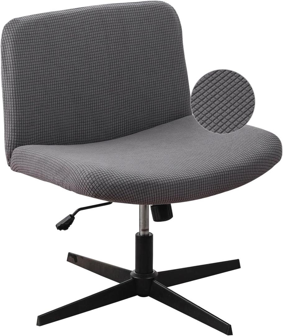 LavishCover Armless Chair Cover Office Desk Chair Cover, Waterproof and Elastic Criss Cross Chair Cover, Exquisite Vanity Chair Cover, Mid Back Wide Seat Accent Chair Covers(Grey, Corn, Just the Cover)