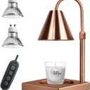 Yankee Candle Compatible Dimmable Metal Candle Lamp Warmer - Height Adjustable, Scented Wax for Home Decor (Rose Gold)