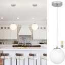 KoKo&Yukina 6 Inch Globe Pendant Light Nickel Globe Pendant Lights Kitchen Island Mid Century Light Fixture with Milky White Glass Shade for Dining Room Living Room