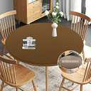 Obstal Fitted Round Table Cloth, Reversible Waterproof Stain Resistant Elastic Stretch Tablecloth, Wipe Clean Table Cover for Outdoor/Indoor Use, Fits Round Tables 36" (Round) Diameter, Coffee