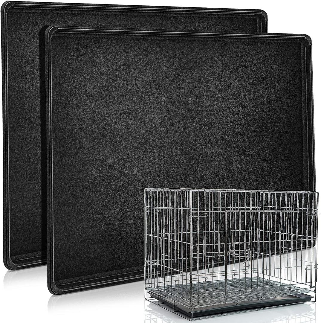 2 Pcs Replacement Dog Crate Pan Tray Kennel Bottom Tray Replacement Plastic Bottom Pan for Dog Crate, Black(42")