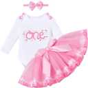 AWIBMK Baby Girl Snowflake One Year Birthday Outfit Cake Smash Photoshoot Clothes Long Sleeve Romper Tutu Skirt Headband