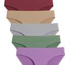Caterlove Women's Seamless Underwear No Show Stretch Bikini Panties Silky Invisible Hipster 6 Pack (L)