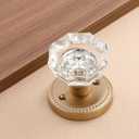 1 Pack Champagne Bronze Door Knobs Crystal Door Knob Passage Door Knobs Glass Interior Door Knob for Hall and Closet Zinc Alloy