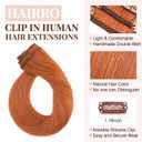 Hairro Clip in Human Hair Extensions, 100% Real Hair Clip on Hairpieces Thin Long Straight 70g Machine Weft 8pcs 18 Clips for Women, 22 Inch Copper Auburn