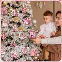 36 Pcs Pink Vintage Ornaments for Christmas Tree Rustic Retro Xmas Hanging Decorations for Festival Party Christmas Winter Holiday Decor
