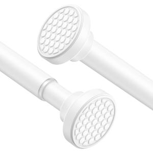 AIZESI Tension Rods for Windows 28 to 48 Inch, 1 Inch Diameter Tension Curtain Rod White Adjustable Non-Drilling, Anti-Slip, Anti-Rust Spring Loaded Curtain Rods Small Shower Curtain Rod