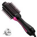 Dual Voltage Hair Dryer Brush with Negative Ion Antifrizz Styler  Hot Air Volumizer for 110V120V/220V240V European and Travel Use