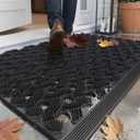 Color&Geometry Super Heavyweight TPE Stormproof Welcome Mat Outdoor, Eco-Friendly Materials Odor-Free Door Mat with Connectors & Non-Slip, All Weather Outside Entrance Barefoot Friendly, 24"x36" Black