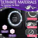 Bling Car Decor Crystal Rhinestone Car Bling Ring Emblem Sticker, Bling Car Accessories for Auto Start Engine Ignition Button Key & Knobs, Bling for Car Interior, Unique Gift for Women (Blue)
