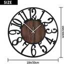 1st owned Large Wall Clock for Living Room Decor- 20" Decorative Antique Silent Non Ticking,Battery Operated,Black Metal,Wood Clocks for Farmhouse,Dining Room,Bedroom,Kitchen - Arabic Numerals