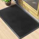 Kuyal Front Door Mat, 2'x3' Outdoor Entrance Mat, Winter Non-Slip Waterproof Outside Entrance Mats, Heavy Duty Durable Welcome Indoor Doormats, Non Slip Rubber Outdoor Mats for Entryway, Black