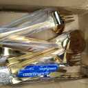 Mwellewm 17Pcs Serving Utensils, Gold Stainless Steel Serving Spoons, Slotted Spoon, Fork, Tongs, Cake Pie Server, Soup Spoon, Metal Buffet Banquet Cutlery Set for Parties Entertaining Catering