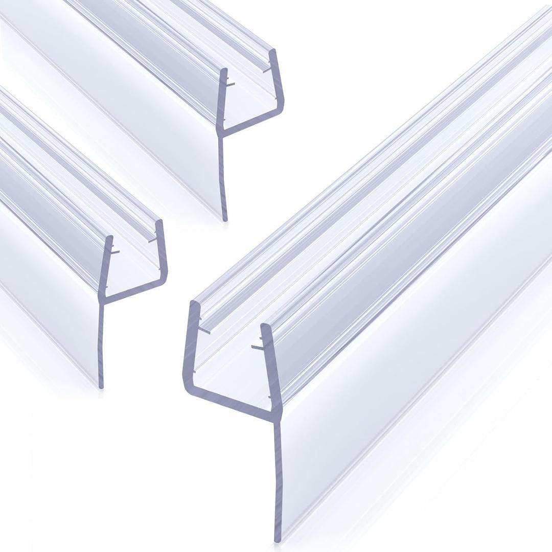 Yecaye 3 Pack Shower Door Seal,Shower Door Sweep,Frameless Glass Seal Strip for Side Door,Stop Leaks and Create a Water Barrier Guard (Side-3/8 x39)
