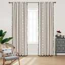 Boho Curtain Bohemian Window Curtains with Black Geometric Pattern & Tassels Fringe Rod Pocket Cotton Drapes for Bedroom Living Room Kitchen (59" Wide x 63" Long, 2 Panels)