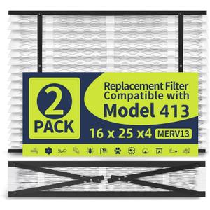 2 Pack 413 Replacement Filter Compatible with AprilAire Whole House Air Purifier 1410, 1610, 2410, 2416, 3410, 4400, MERV 13, 16 x 25 x 4 Air Filter